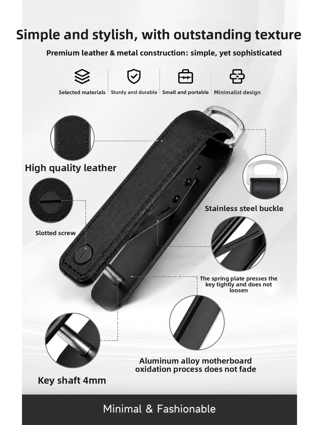 Tragbares Multifunktionales Leder-Schlüsseletui Aluminium-Schlüsselorganizer Clip Langlebiger Taschen-Schlüsselanhänger für Standardschlüssel – Detail 9