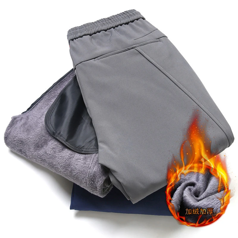 

2020 Autumn Winter Men Sweatpants Warm Fleece Pants Elastic Waist Pants Casual Pants Trousers Big Plus Size 38 Trousers,918A