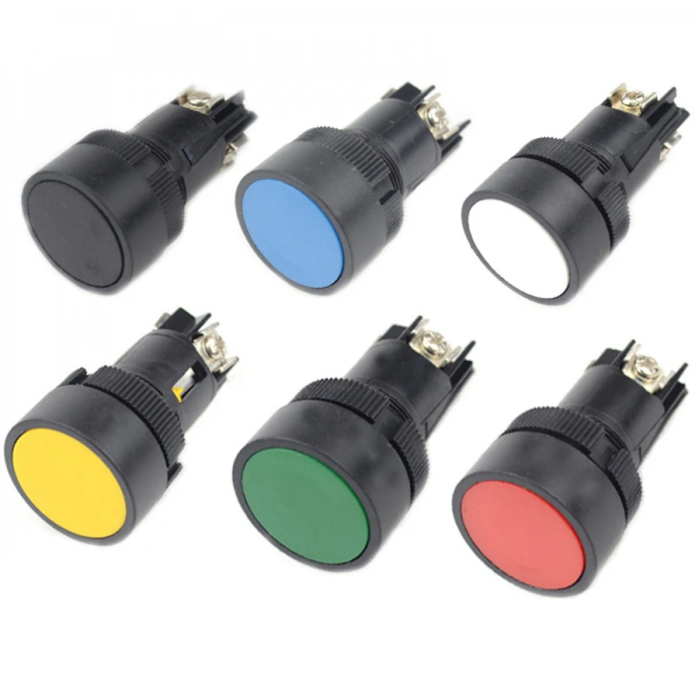 5PCS 22mm Momentary Push Button Switch Red Green Blue Yellow Black White Self-resetting Button Switch 3 Pin Screws Button Switch