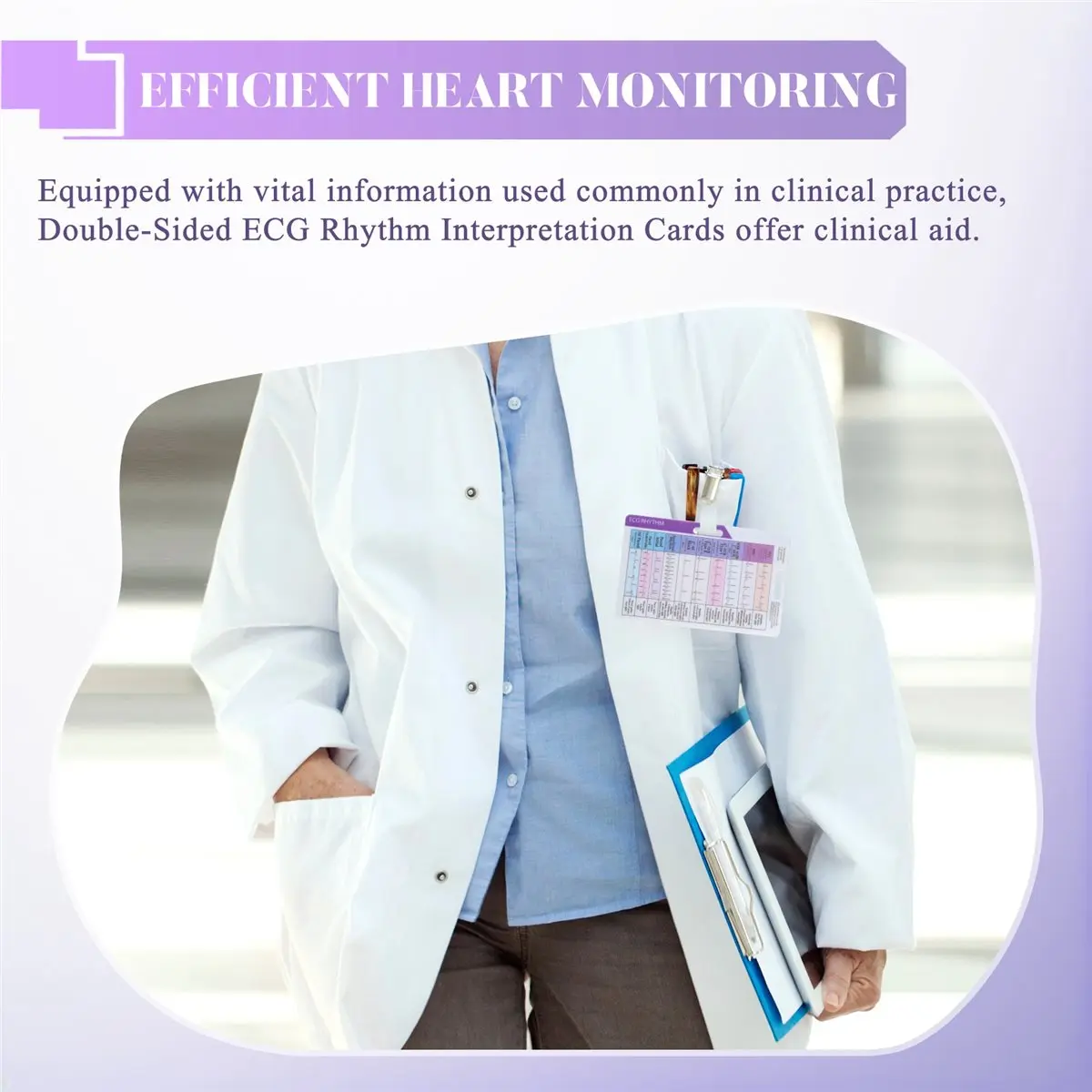 AA83 ECG/EKG Rhythm Pocket Card Acrylic 7 Step Ruler Ruler Card Portable Ecg Ekg Reference Guide Rhythms Calipers Pocket Card
