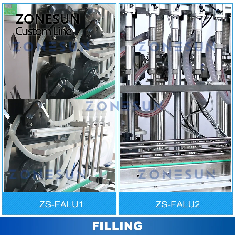 ZONESUN Linea di produzione personalizzata Sciacquatrice per bottiglie Essiccazione Riempimento di olio liquido Tappatura Etichettatrice Soluzione per imballaggio ZS-FALU