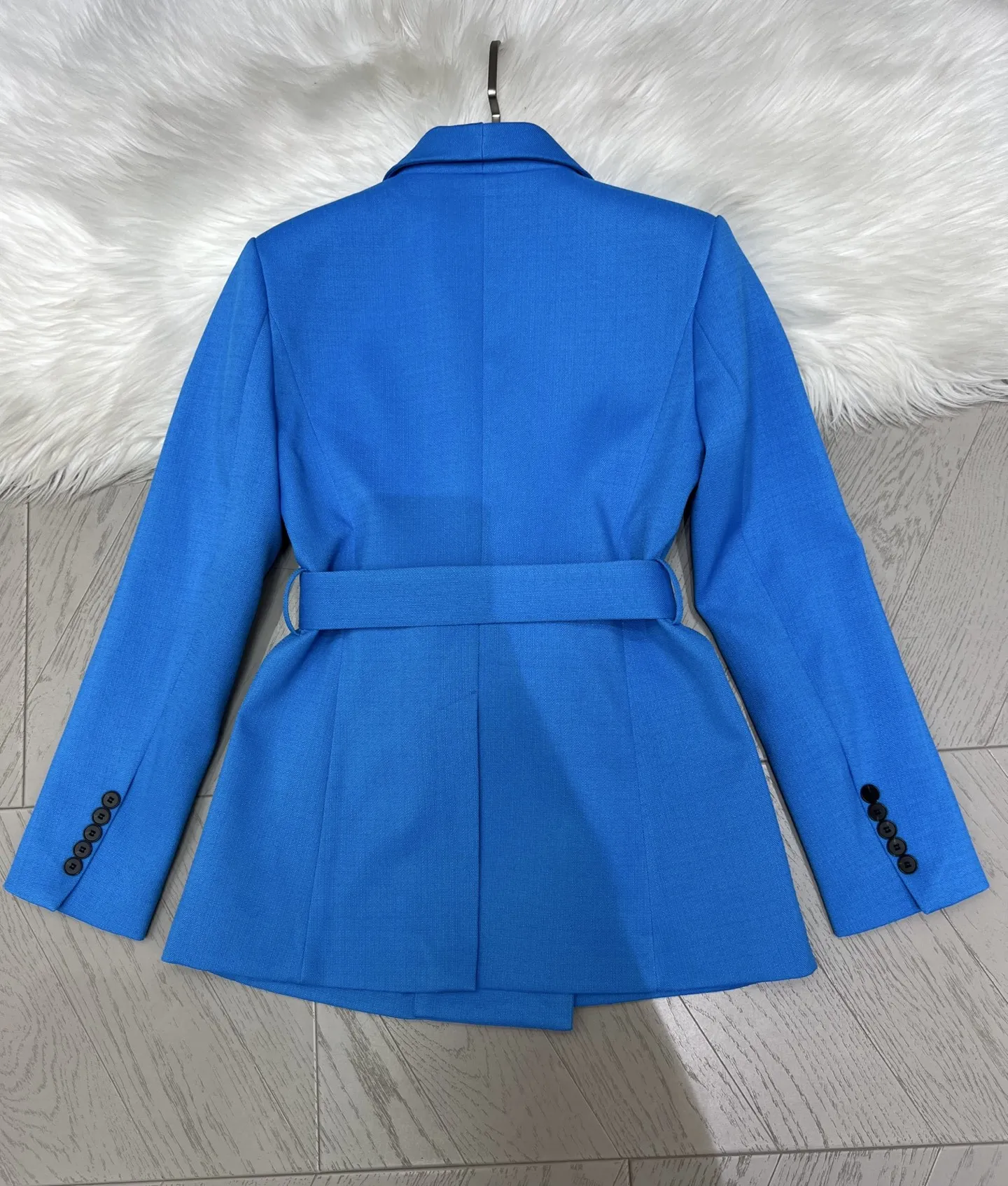 ZJYT Abito da donna Blazer Cappotto 2025 Autunno Elegante doppio petto con lacci Colletto a scialle Giacca da ufficio Top da donna Capispalla casual