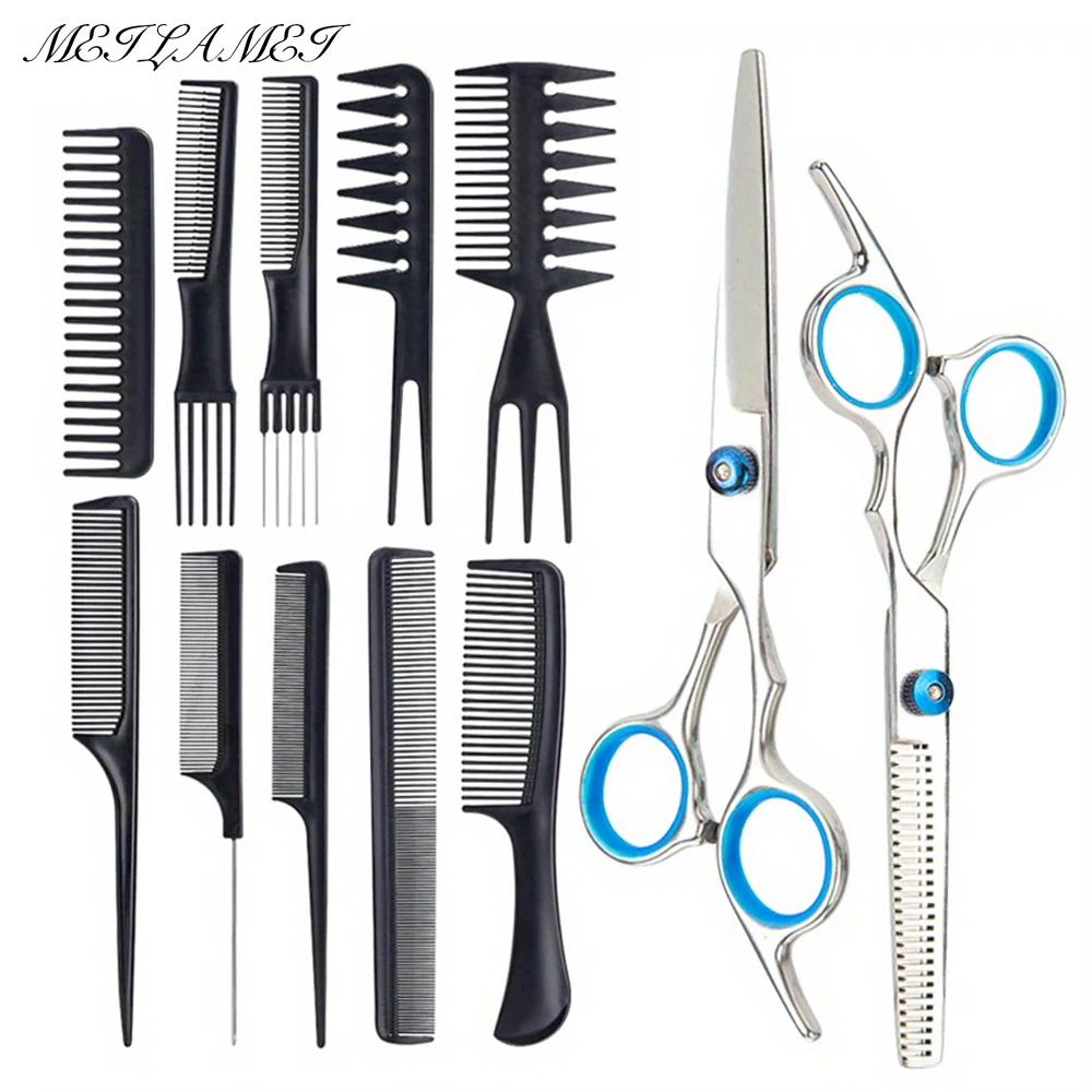 12pcs Professional Barber Scissors Hairdressing Accessories Hairdresser's Scissor Set Stainless Steel Hair Scissors Hair Tools