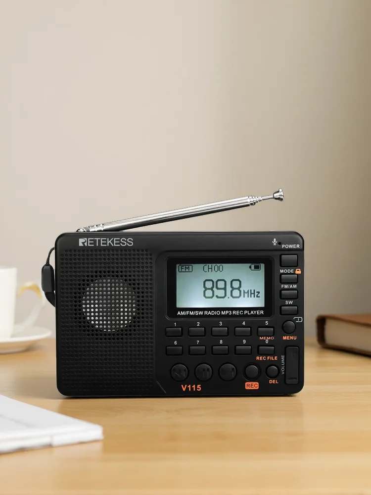 Radio RETEKESS V115 Przenośne radio AM FM na fale krótkie, wielofunkcyjny odbiornik radiowy z możliwością ładowania, dobra jakość dźwięku, idealne na kemping i jako prezent. — zdjęcie produktu 7