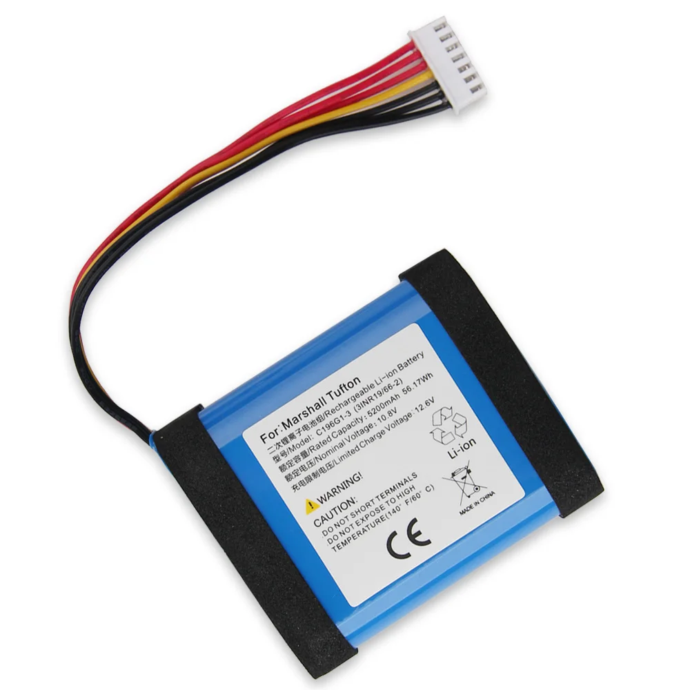 Batería de repuesto para altavoz Bluetooth para exteriores Marshall Tufton C196G1-3 5200mAh