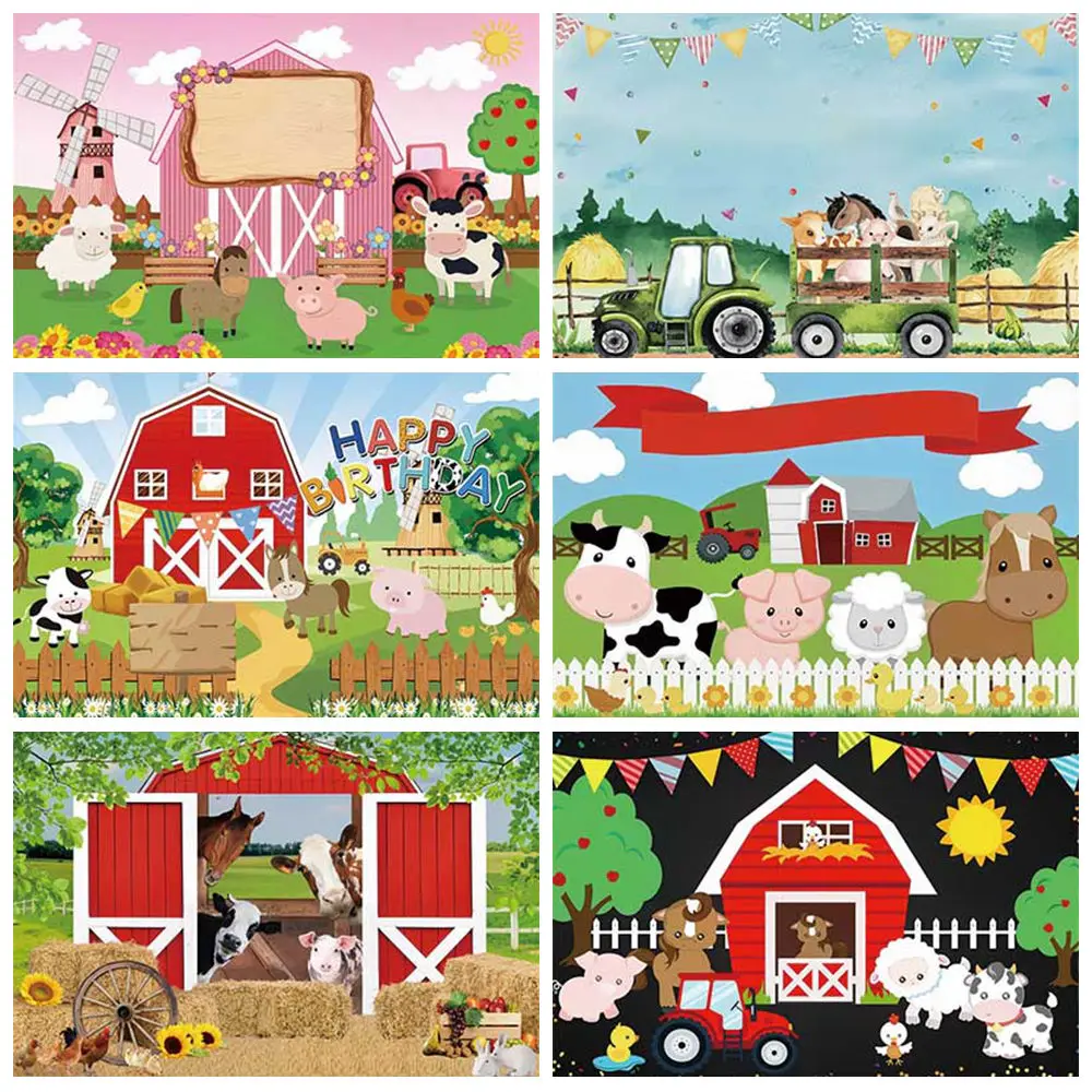 

Cartoon Farm Animal Theme Backdrop Children's Day Birthday Party Decoration Photograph Custom Photography Studio Props ﻿Gift
