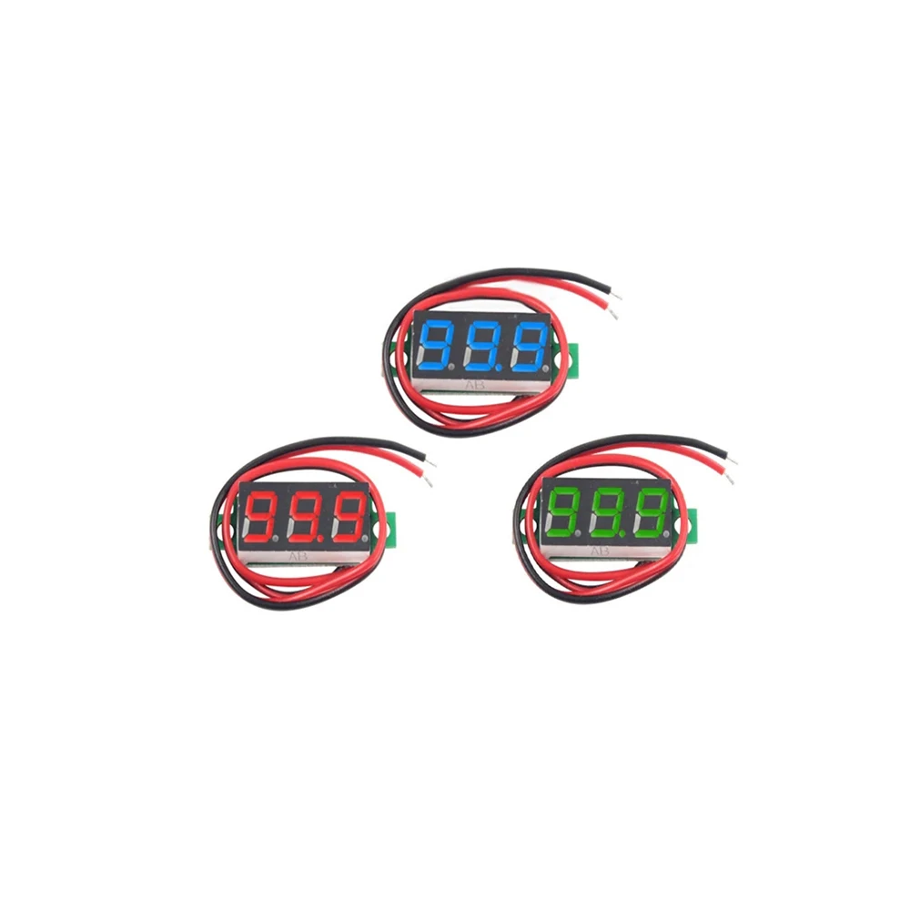 Voltímetro Digital LED Super Mini para coche, Monitor de batería de 0-0,28 V CC, 4-30V, 2 / 3 cables, 0,36 pulgadas
