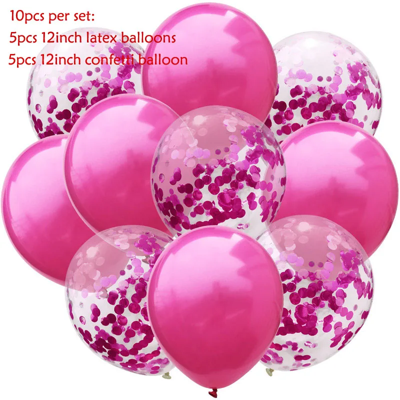 12inch 10pcs Mix Blue Rose Gold Confetti Latex Balloon colorful Wedding Birthday Party Decoration Clear Balloons image 3