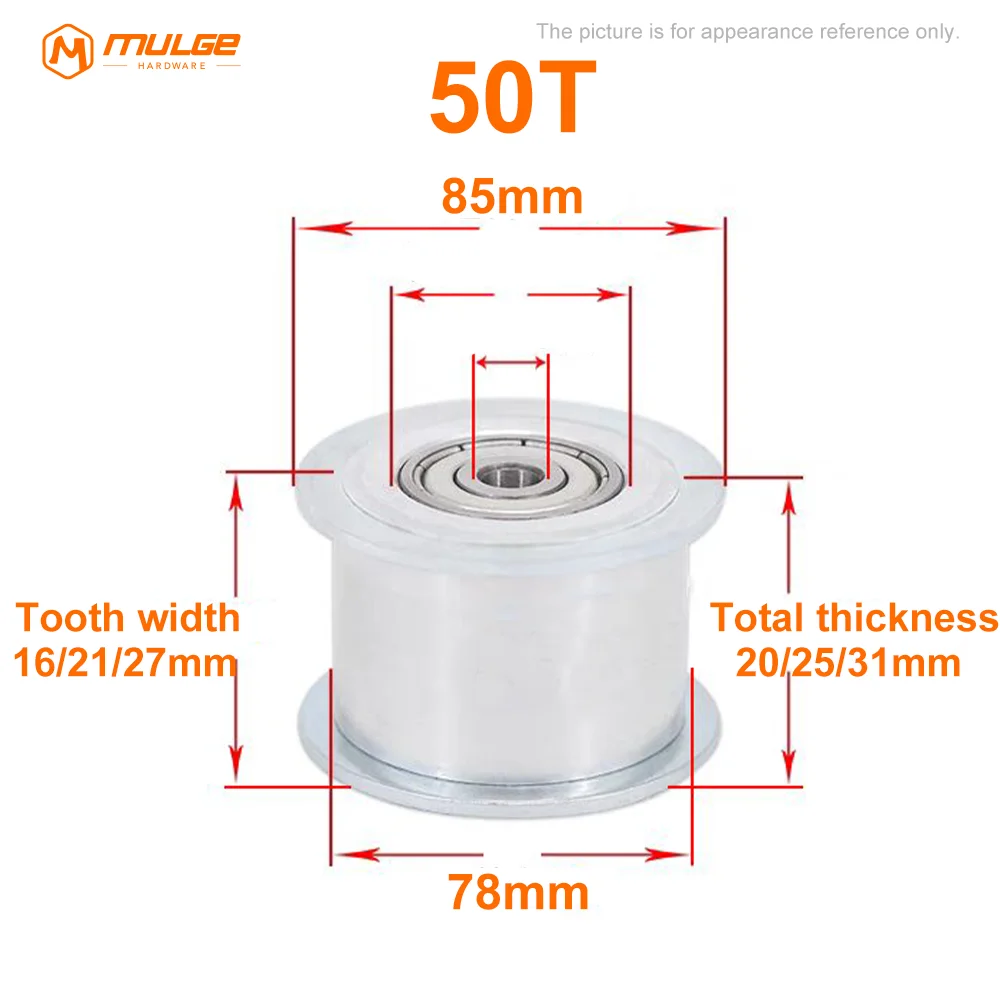 HTD5M Timing Pulley Idler Pulley 50 Teeth AF Type Bore 10/12/15-25mm Belt Width 15/20/25mm 3D printed parts 5M 50T