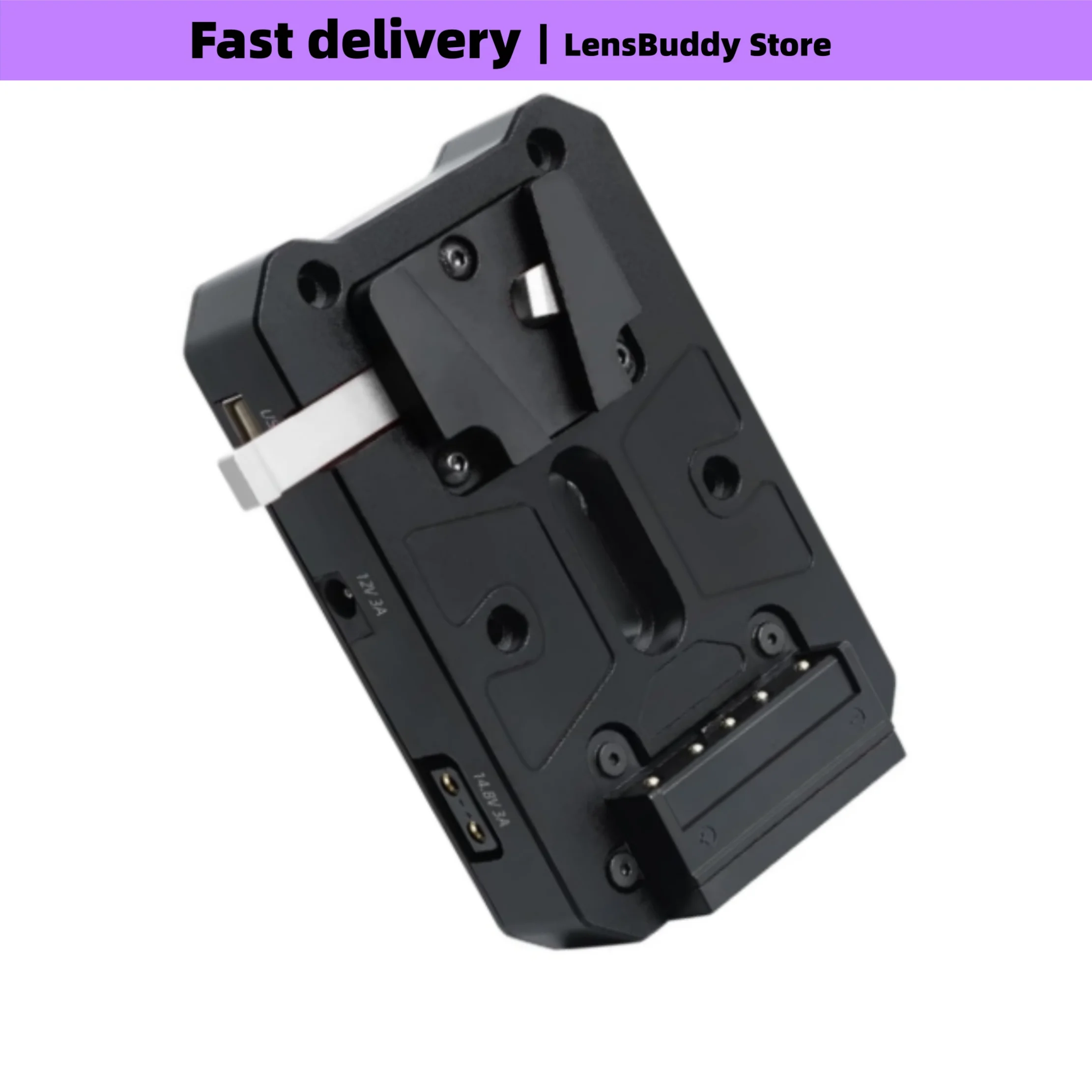 Power Supply Splitter V Mount Battery Adapter Plate,  with USB-C PD 100W Input Fast Charger and Output, USB-A/D-TAP/DC8V 12V Out