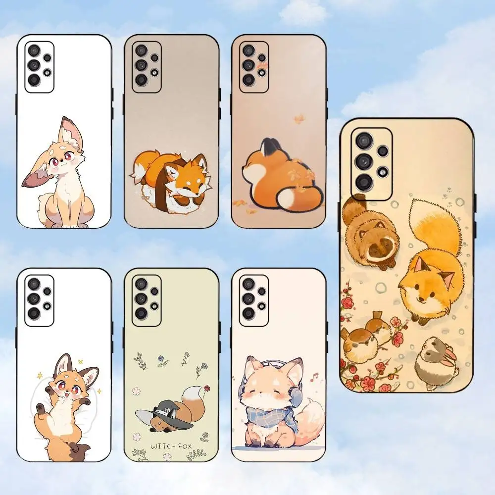 

Cute cartoon fox Phone Case For Samsung S25,S24,S23,S22,S21,S20,S10,Ultra,Plus,Lite,FE,Soft Silicone Black Cover