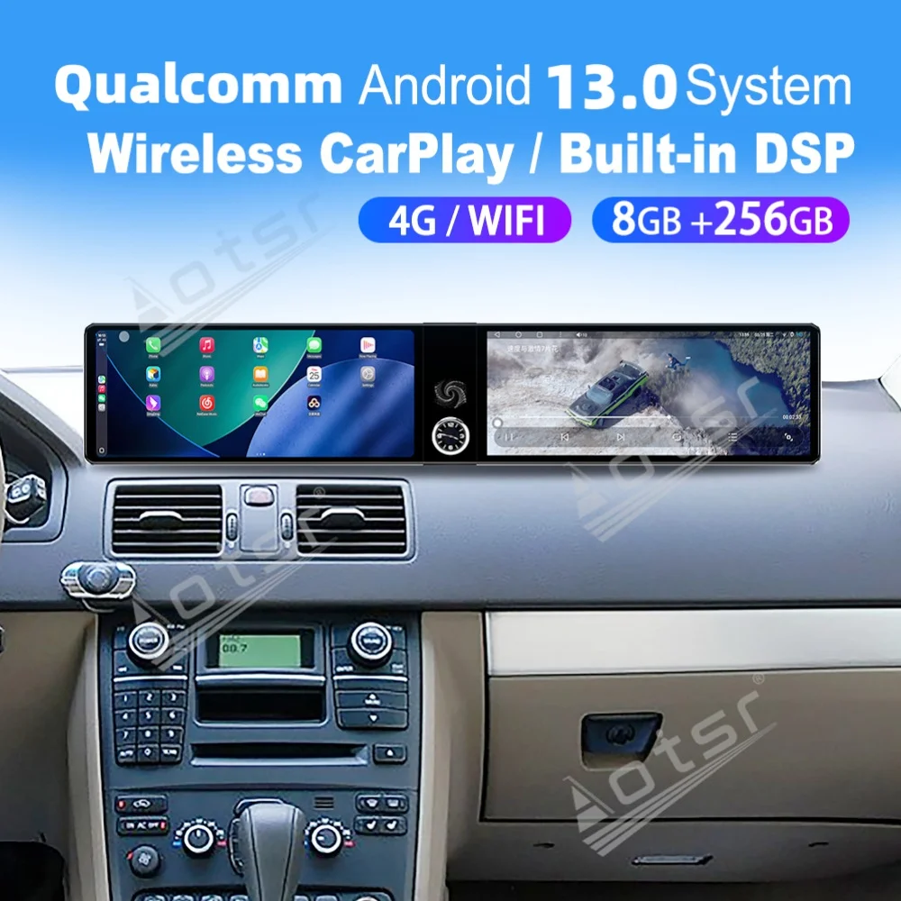 

Двойной 12,3-дюймовый экран Qualcomm Carplay Android, автомобильная мультимедийная система для Volvo XC90 2004~2014, GPS-навигация, автомобильное радио, головное устройство