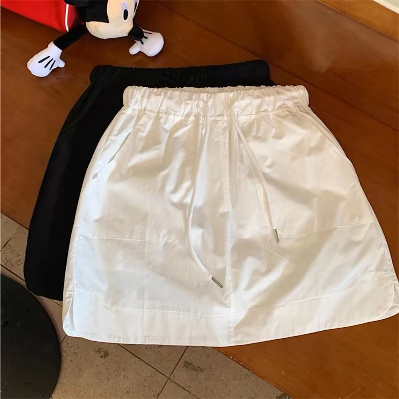 Summer Casual Cargo Skirt Women High Waist Drawstring All-Match Mini Skirts Y2K Korean Fashion Preppy Mini Skirts