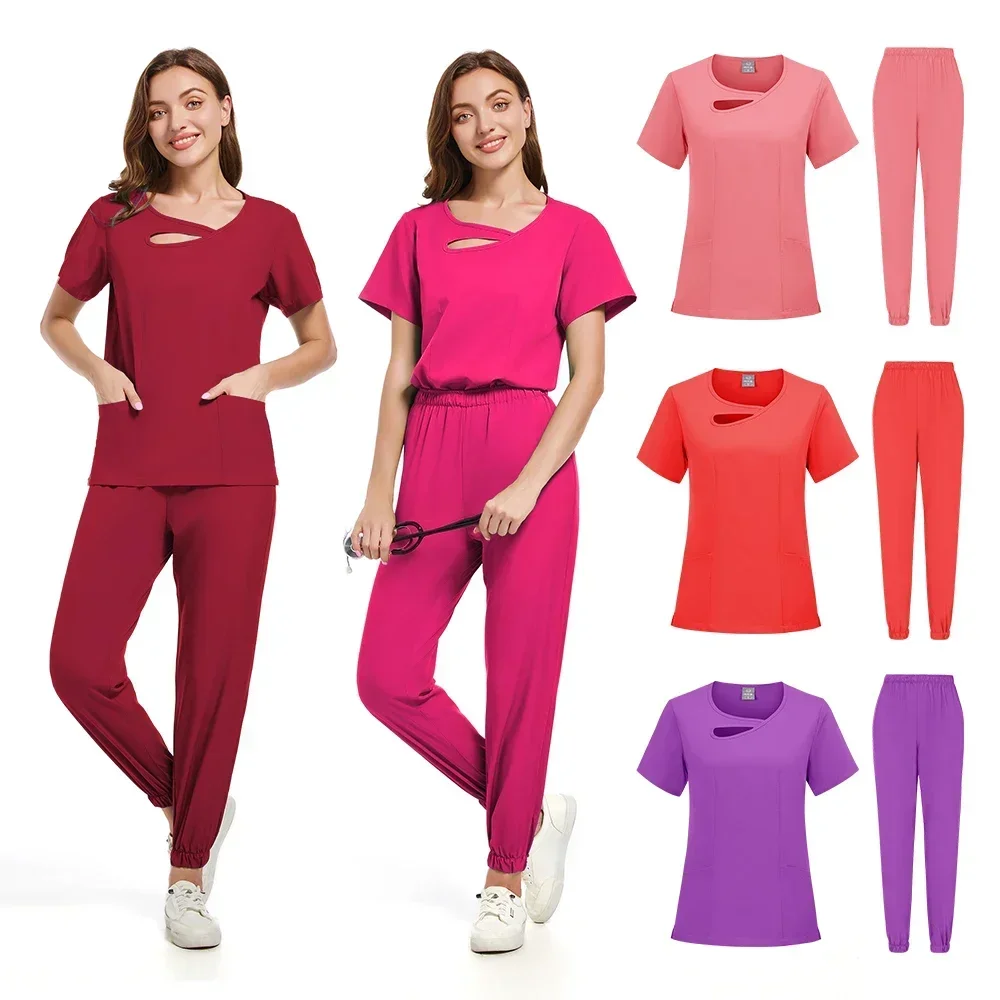 Medical Uniform Elastic Scrub Set Hospital Surgical Scrubs Tops Pants Nurse Nursing Workwear Doctors Clothes Medical Accessories