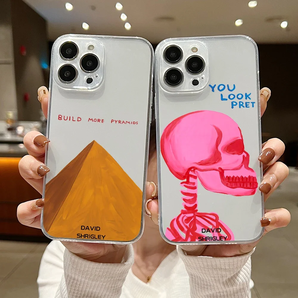 David Shrigley Visual Arts Phone Case For iphone 15 14 13 12 11 Pro Max Mini X XR 7 8 Plus SE20 Soft Silicone Transparent Capa