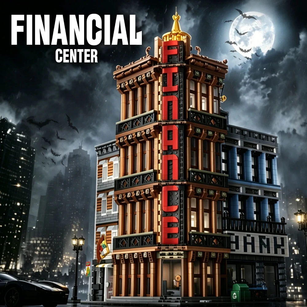 MOC Großes Wall Street Weltfinanzzentrum Bankgebäude-Bausteine-Set Bank- und Wertpapierturm Haus DIY Spielzeug für Erwachsene Urlaubsgeschenk
