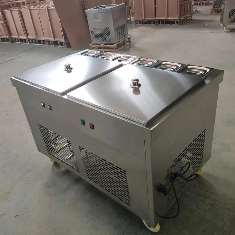 

Thick-cut Commercial Double-pan Yogurt Freezon Machine with Light Box