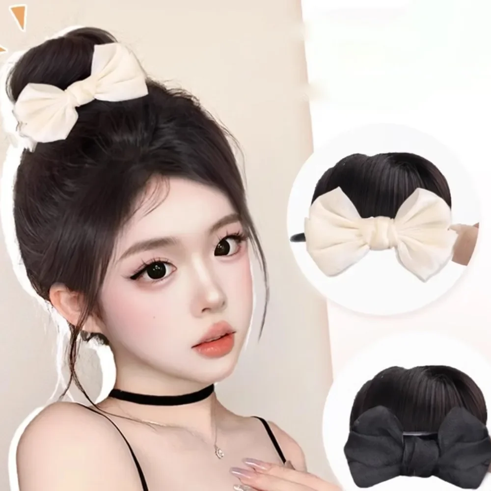 Synthetic Female Meatball Heads Flower Bud Hair Gentle Wig Increase Hair Volume Clip Head Accessories