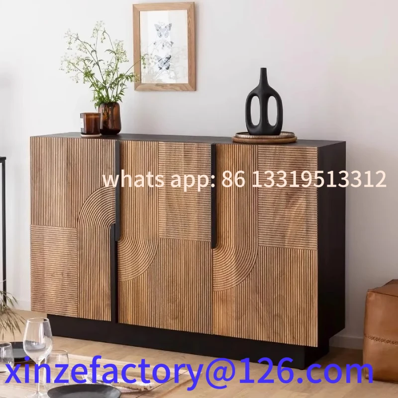 

Customizable Nordic solid wood dining side cabinet Home shoe cabinet Integrated living room locker