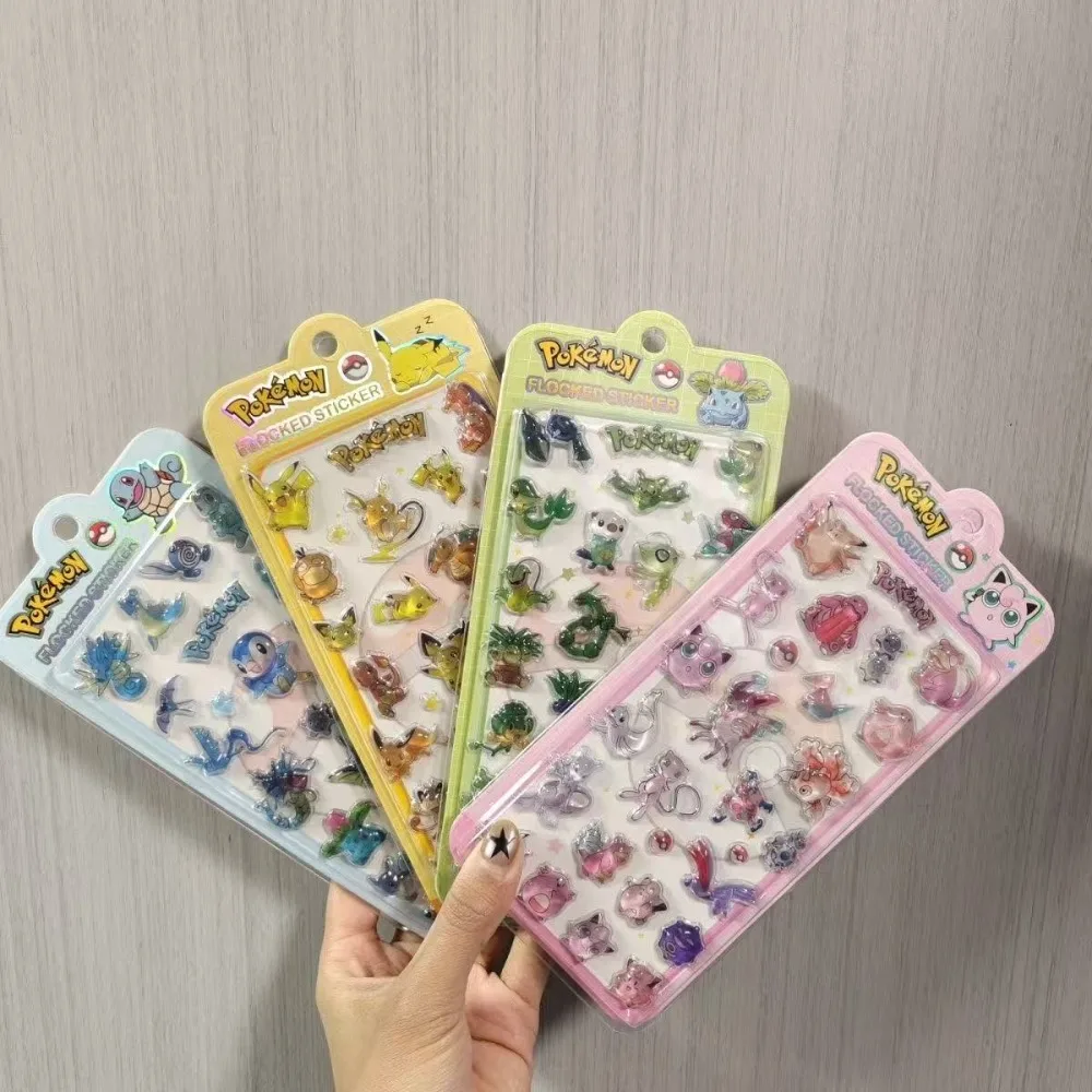 

3D-стереоскопические кристаллические наклейки Pokémon для детских творческих альбомов, стереоскопические декоративные наклейки