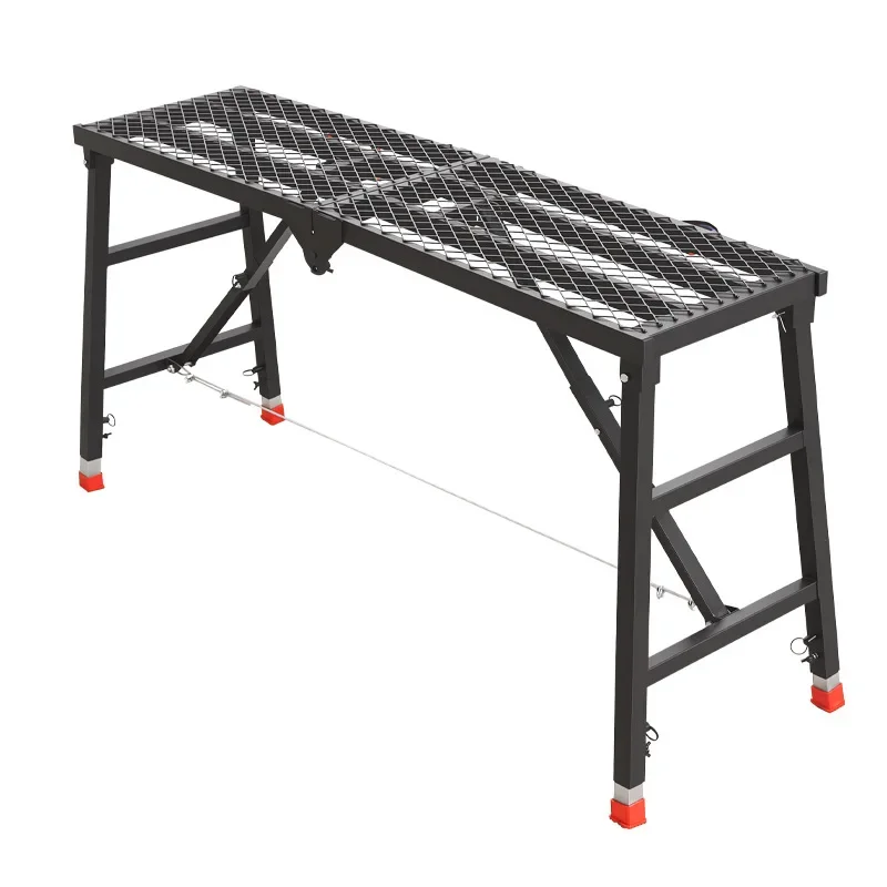 Bold Steel Square Tube Folding Horse Stool Ladder, Anti Slip Mesh Folding Ladder, Mobile Platform Ladder, Folding ScaffoldA13