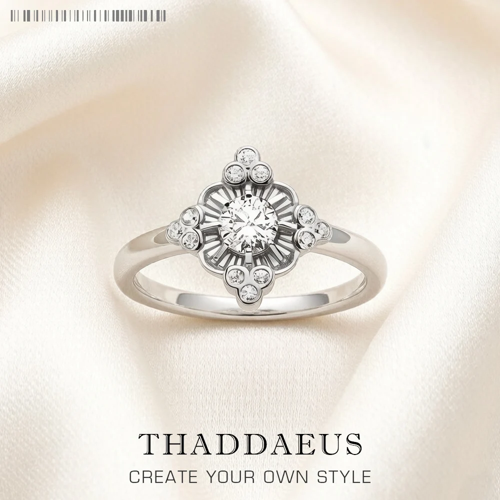 Ring Royalty White, feiner Schmuck im europäischen Stil für Frauen, 2022 Sommer, brandneues magisches Boho-Geschenk aus 925er Sterlingsilber
