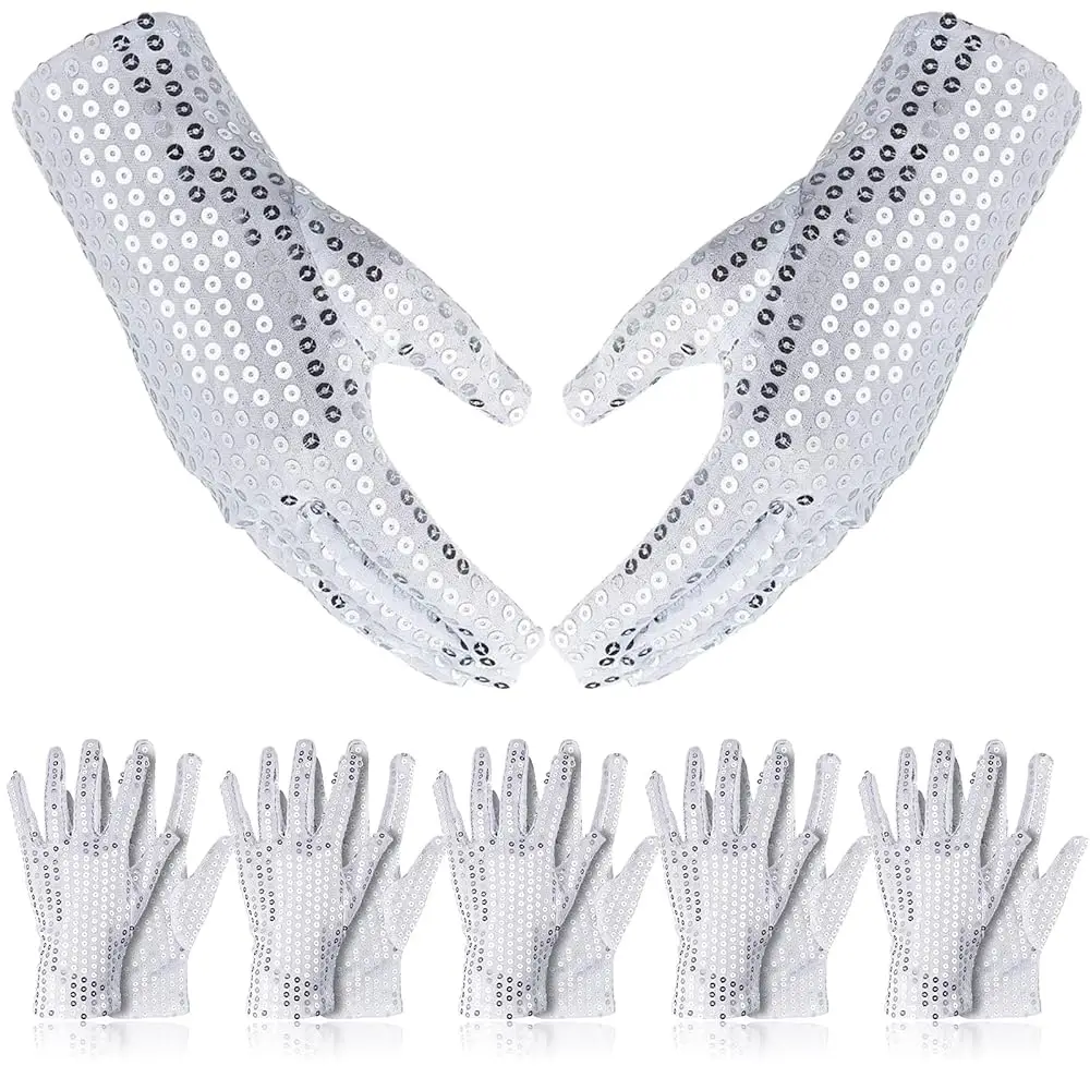 

Серебряные перчатки с пайетками, сетчатые перчатки с блестками, танцевальные митенки с пайетками для костюмов и аксессуаров