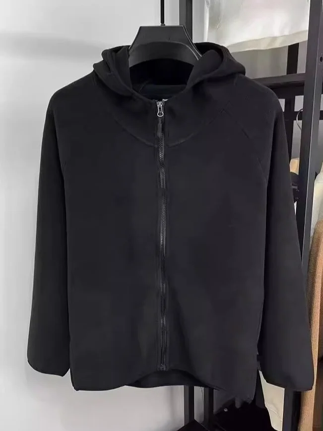 

plus Size Double-Faced Fce Hooded Open Cardigan Sweatirt Thiened Loose Outerwear for Men And Women Spring Autumn Pure ...