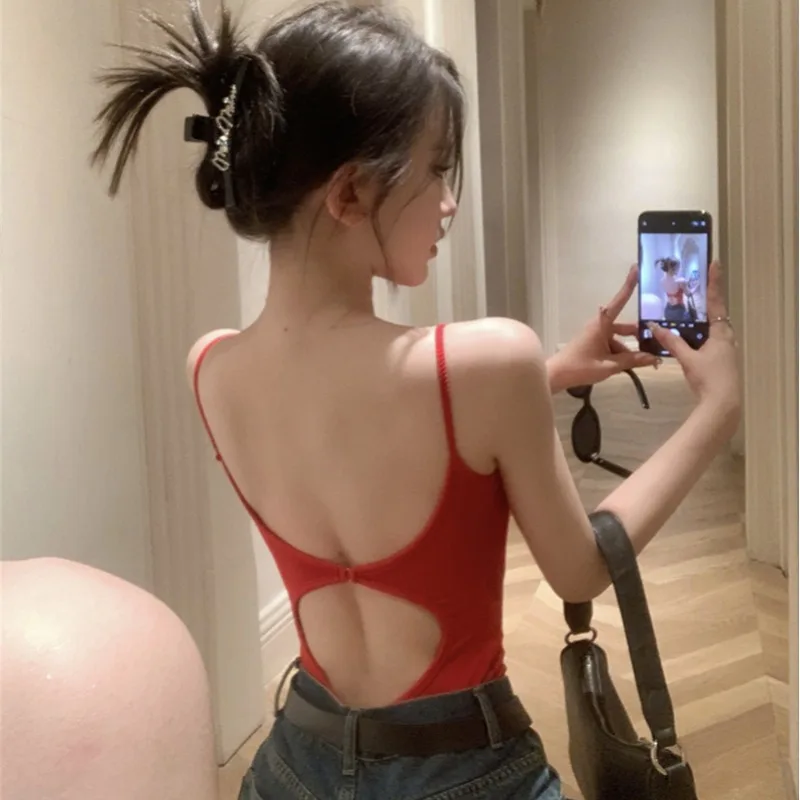 

Red Strapless Jumpsuit Tank Top Women's Summer Pure Desire Sexy Base Layer Trendy One-Piece Upper Body Korean Style Commute