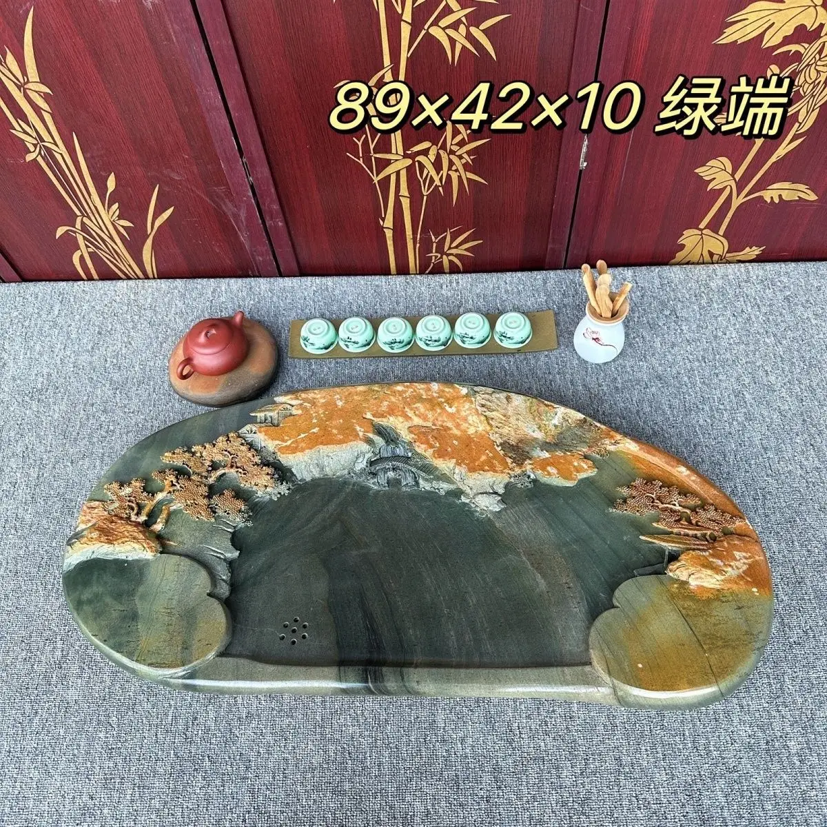 Tea table tea tray household Chinese retro style Kung Fu tea set manual drainage natural landscape beauty