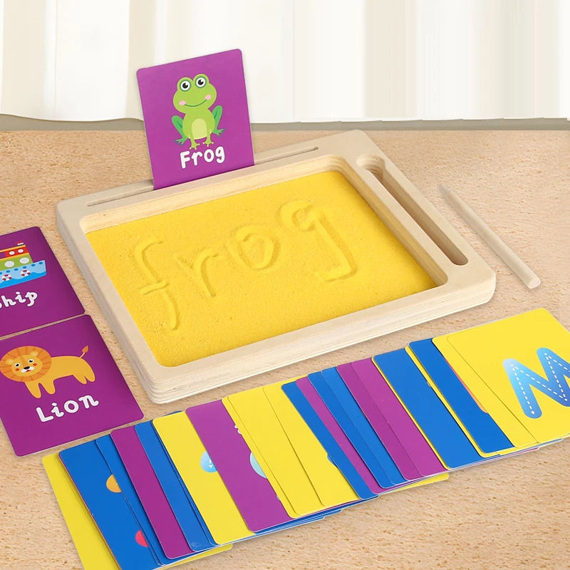 ทําด้วยมือ DIY สร้างสรรค์ภาพวาดทรายเด็กที่มีสีสันทราย Graffiti ของเล่นเพื่อการศึกษาวาดสีเกมไม้กล่อง