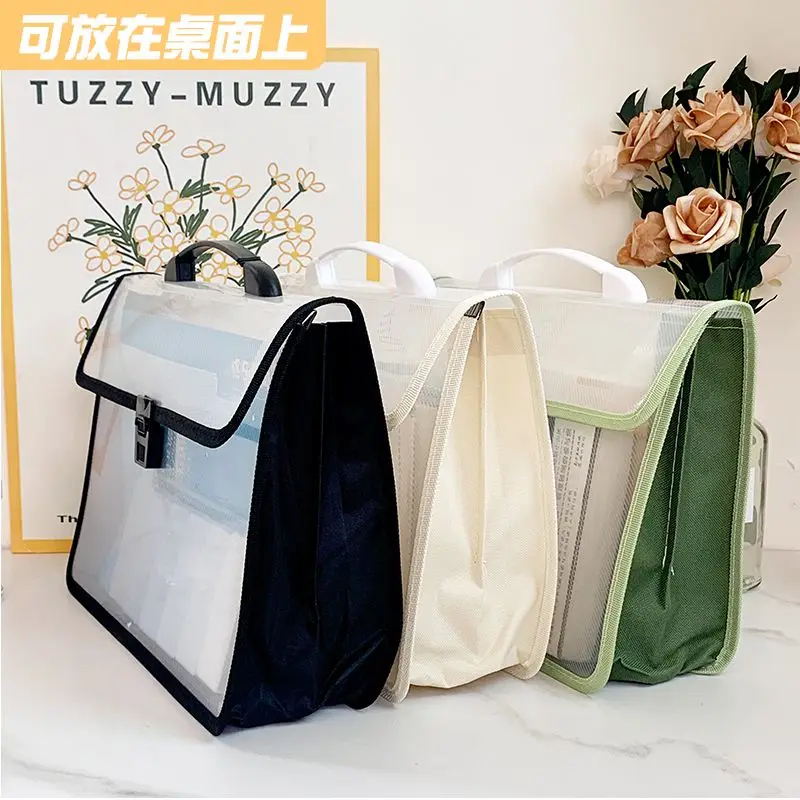 A4 Transparent Organ Bag Storage of Student Books and Test Papers A3 Three-dimensional Buckle Waterproof Document Archive Bag