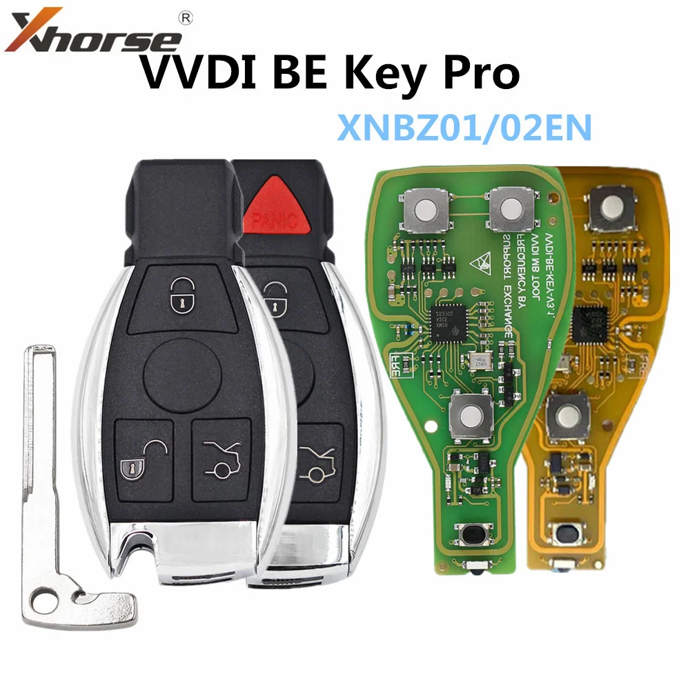 XHORSE VVDI BE Key Pro XNBZ01EN XNBZ02EN dla Benz V3.1 PCB zdalny Chip inteligentny klucz powłoka z Logo może wymieniać MB BGA Token