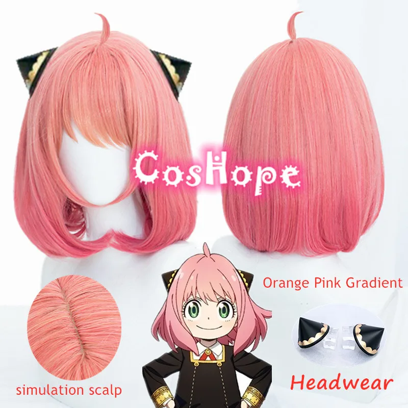 Anya Forger Cosplay Wig Orange Pink Gradient Wig Cosplay Anime Cosplay Wig Heat Resistant Synthetic Wig