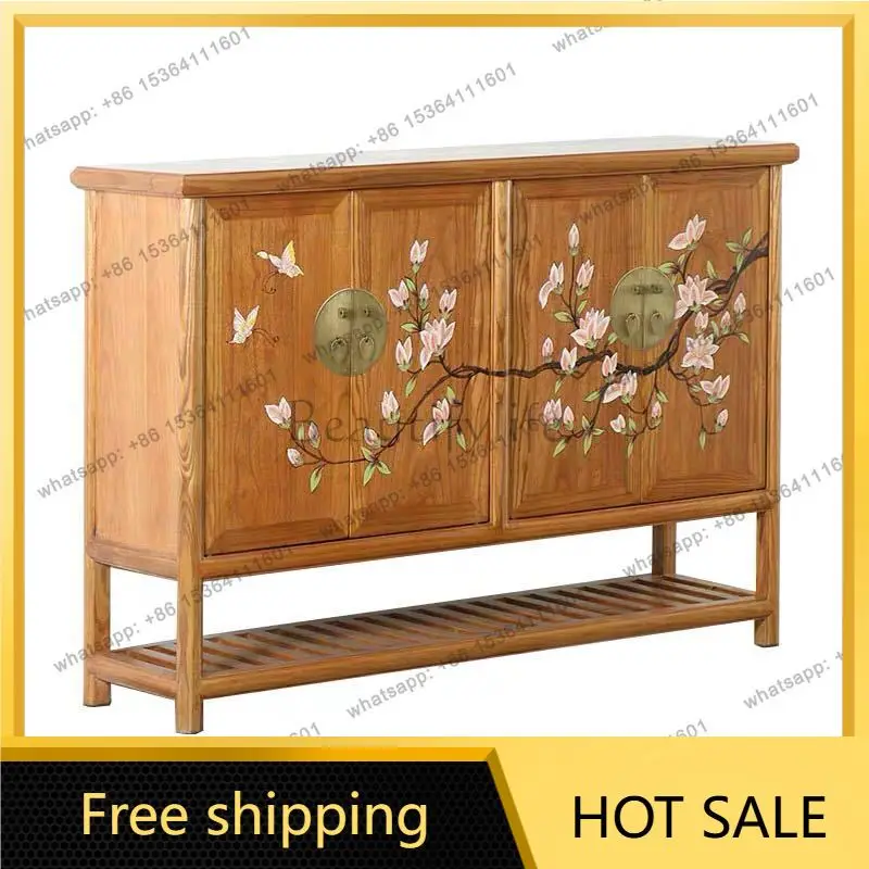 XX. New Chinese hand-painted antique painted dining side cabinet, living room entrance, partition cabinet