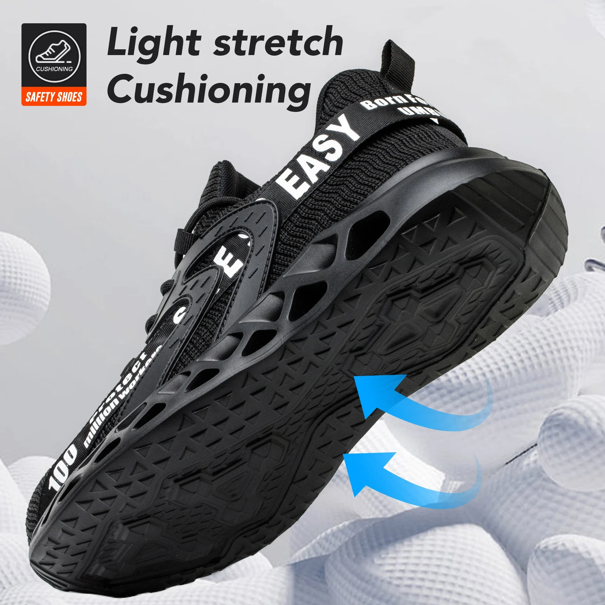 Men Breathable Work Safety Shoes Work Sneakers Steel Toe Shoes Anti-puncture Safety Protective Shoes Non Slip Work Shoes 1 Pair