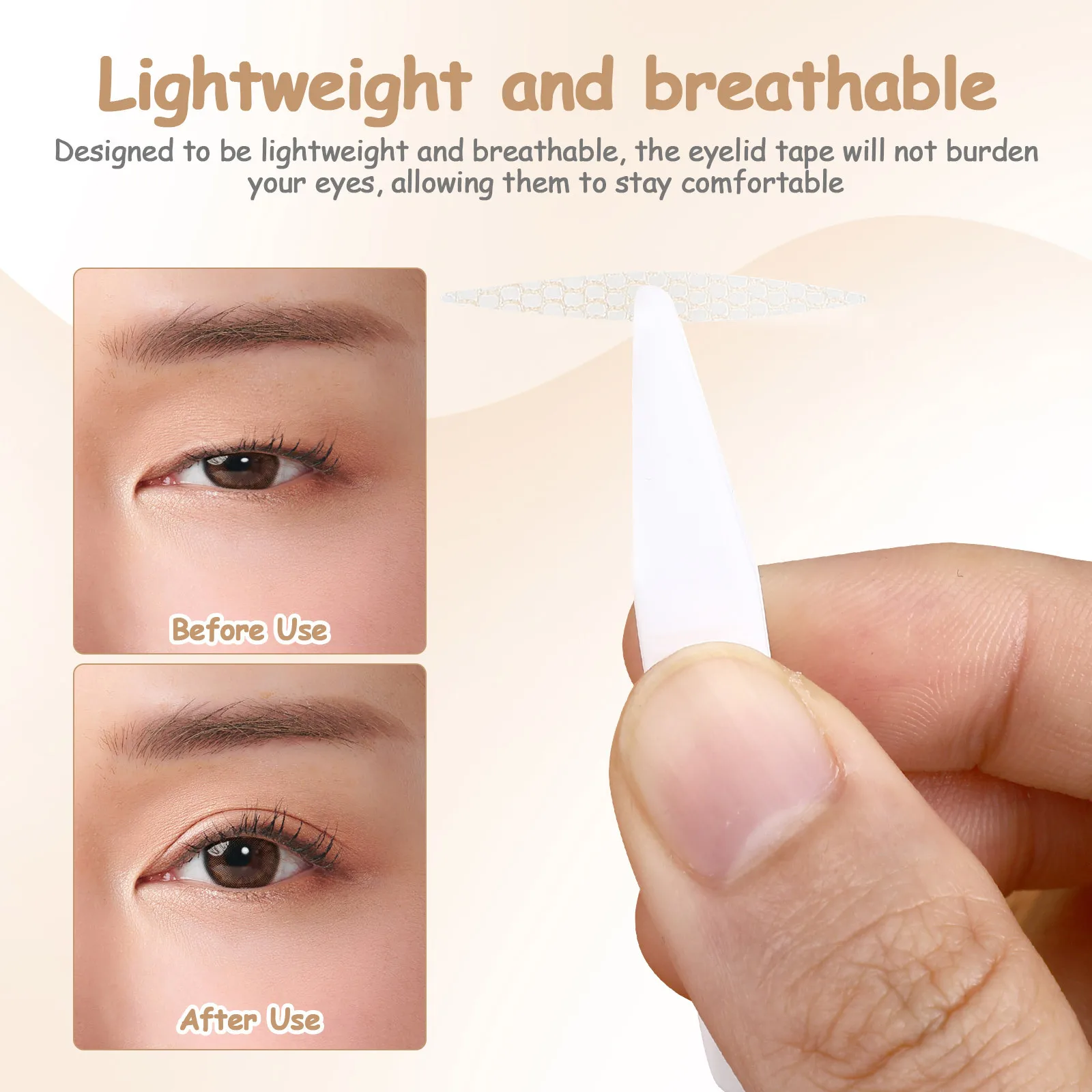 1 ensemble de bandes invisibles pour paupières, Double bande en dentelle, activée par l'eau, respectueuse de la peau, outil de maquillage pour les yeux, levage longue durée pour femmes