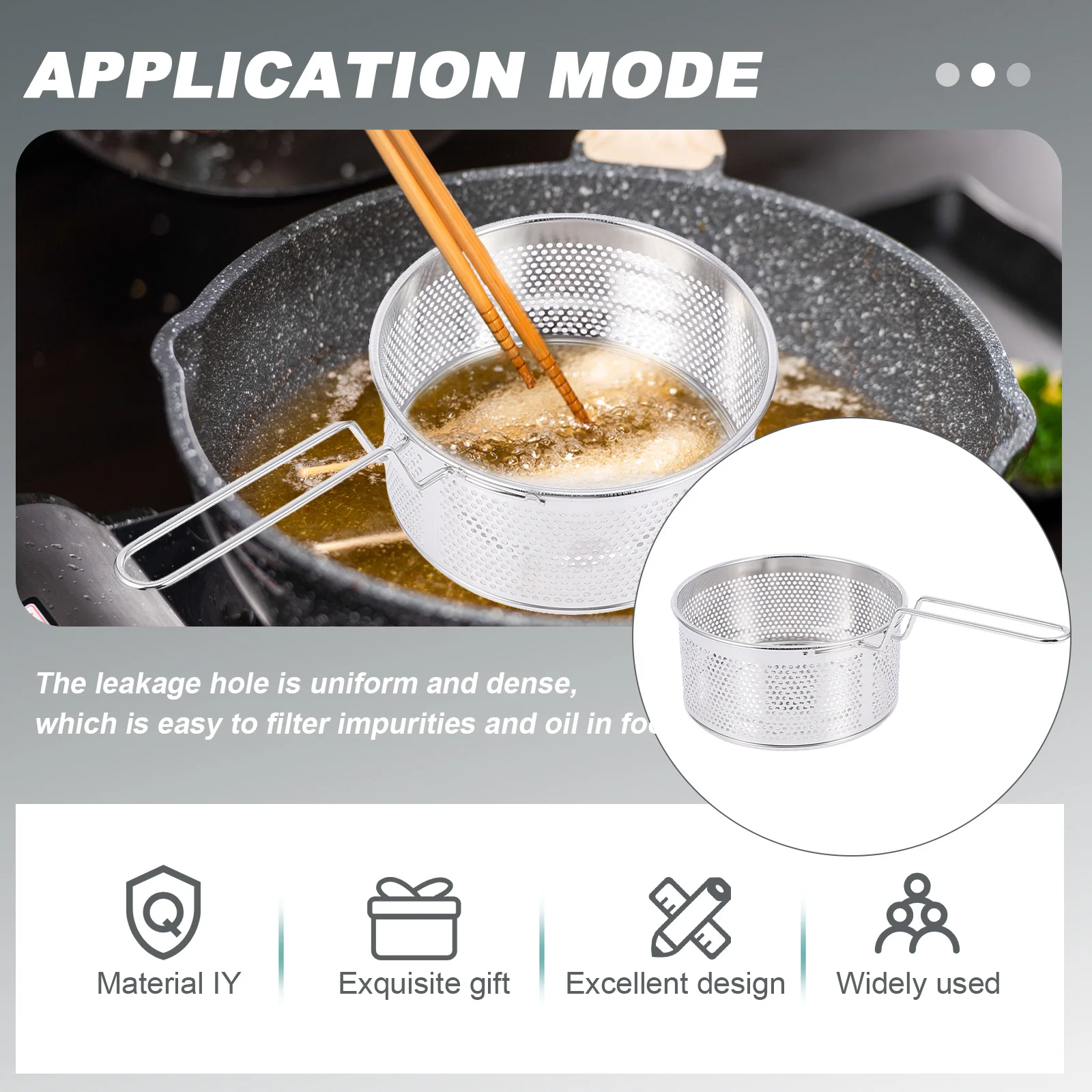 

1Pcs Stainless Steel Oil Grid Colander High Temperature Resistant Frying Basket Food Filter Spoon Mesh Strainer Noodle