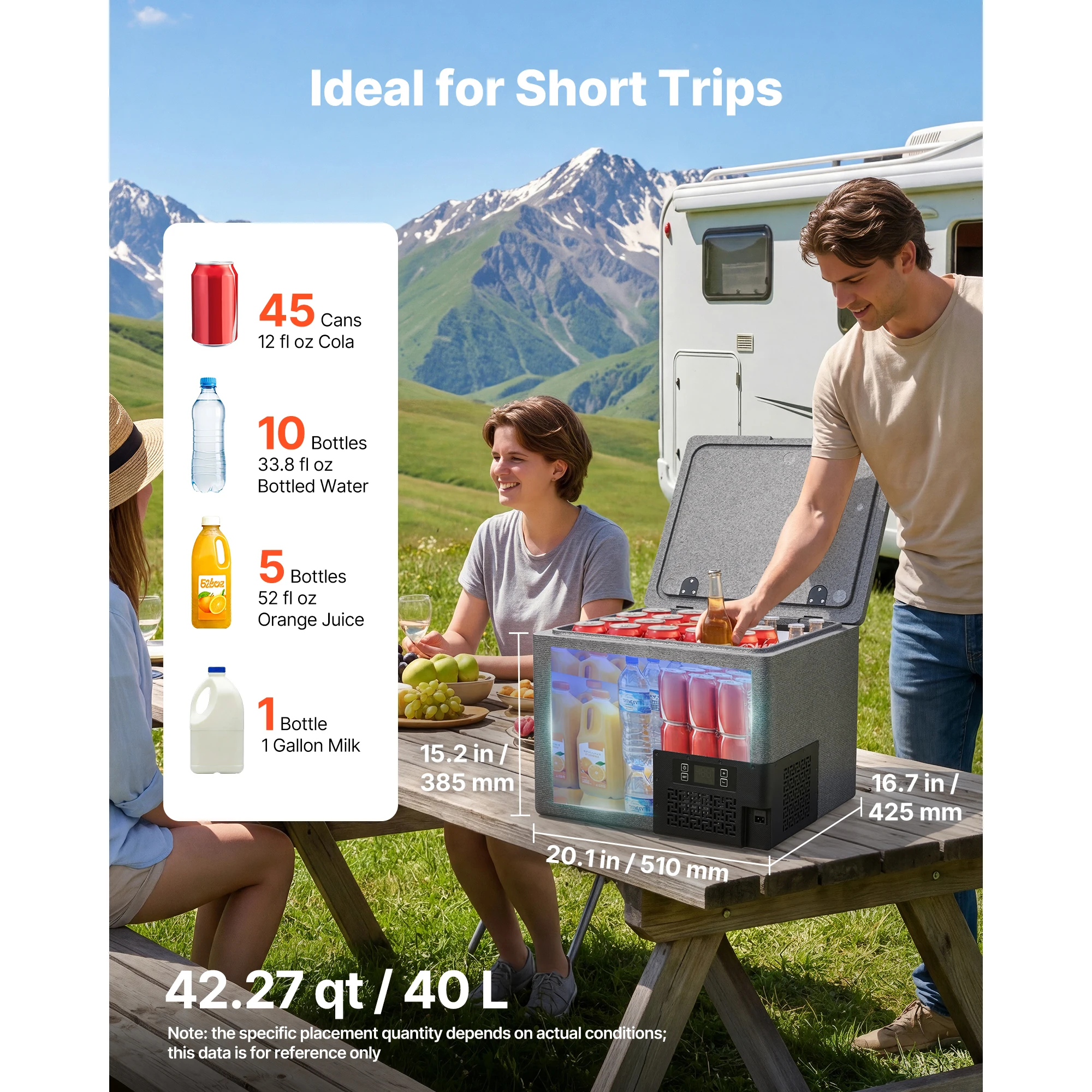 SucceBuy 12 Volt Refrigerator 20L/40L Portable Ultra-Light EPP Freezer APP Control Electric Compressor for Truck Travel Camping