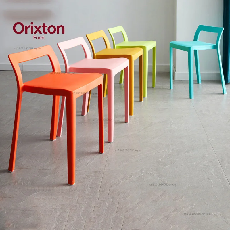 Simple Plastic Stools Household Adult Dining Chairs Restaurants Waiting Tables High Stools Hollowed Out Backrests Chairs