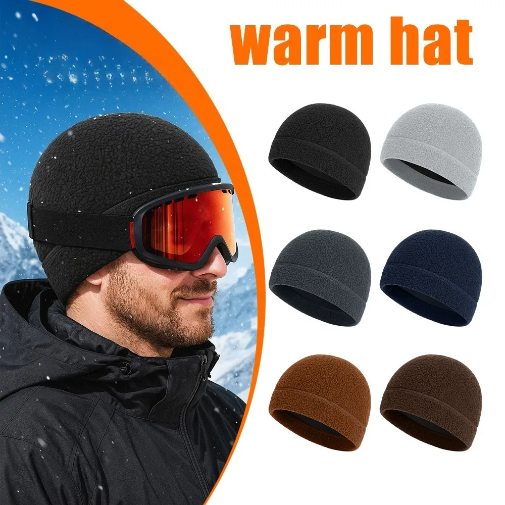 

Autumn/Winter New Pure Colour Outdoor Fleece Hat Windproof Quick-Dry Ski Cap with Ear Protection Thick Teddy Fleece Warm Hat