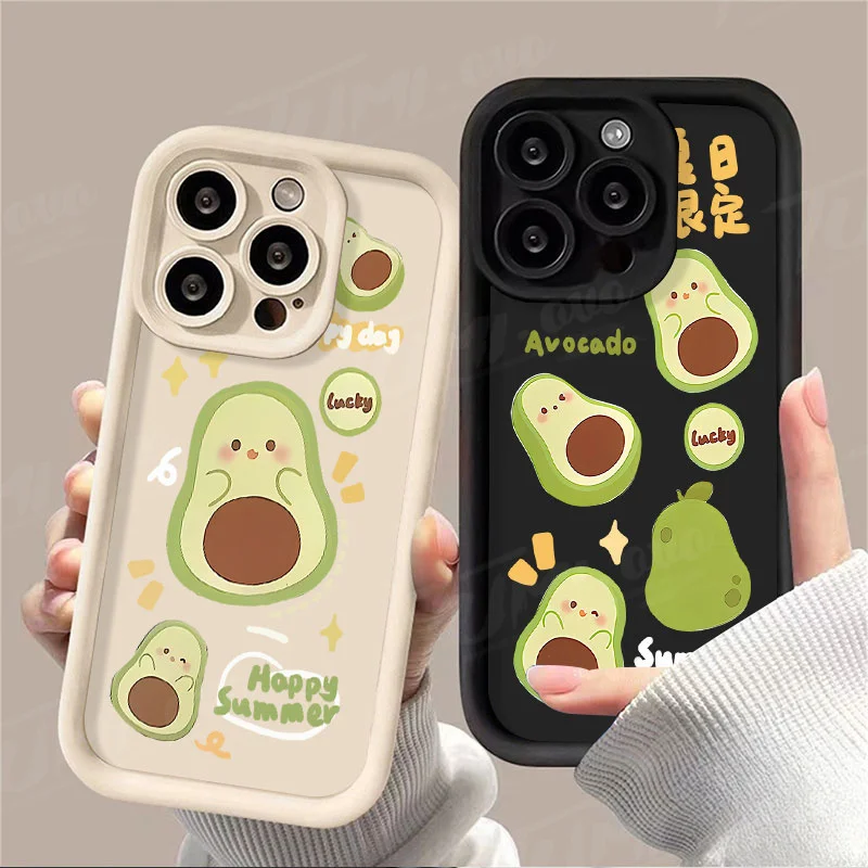 Cartoon Cute Avocado Case for Xiaomi Redmi Note 13 12 11 Pro Plus 4G 5G 12S 11S 10S 10 9 9S 8 12C 13C A3 TPU Protective Printing