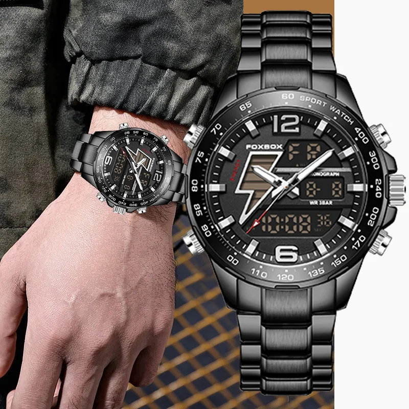 LIGE Luxury Man Watch Military Sport Calendar Men Watches Fashion Luminous Waterproof Dual Display Watch Mens Relogios Masculino