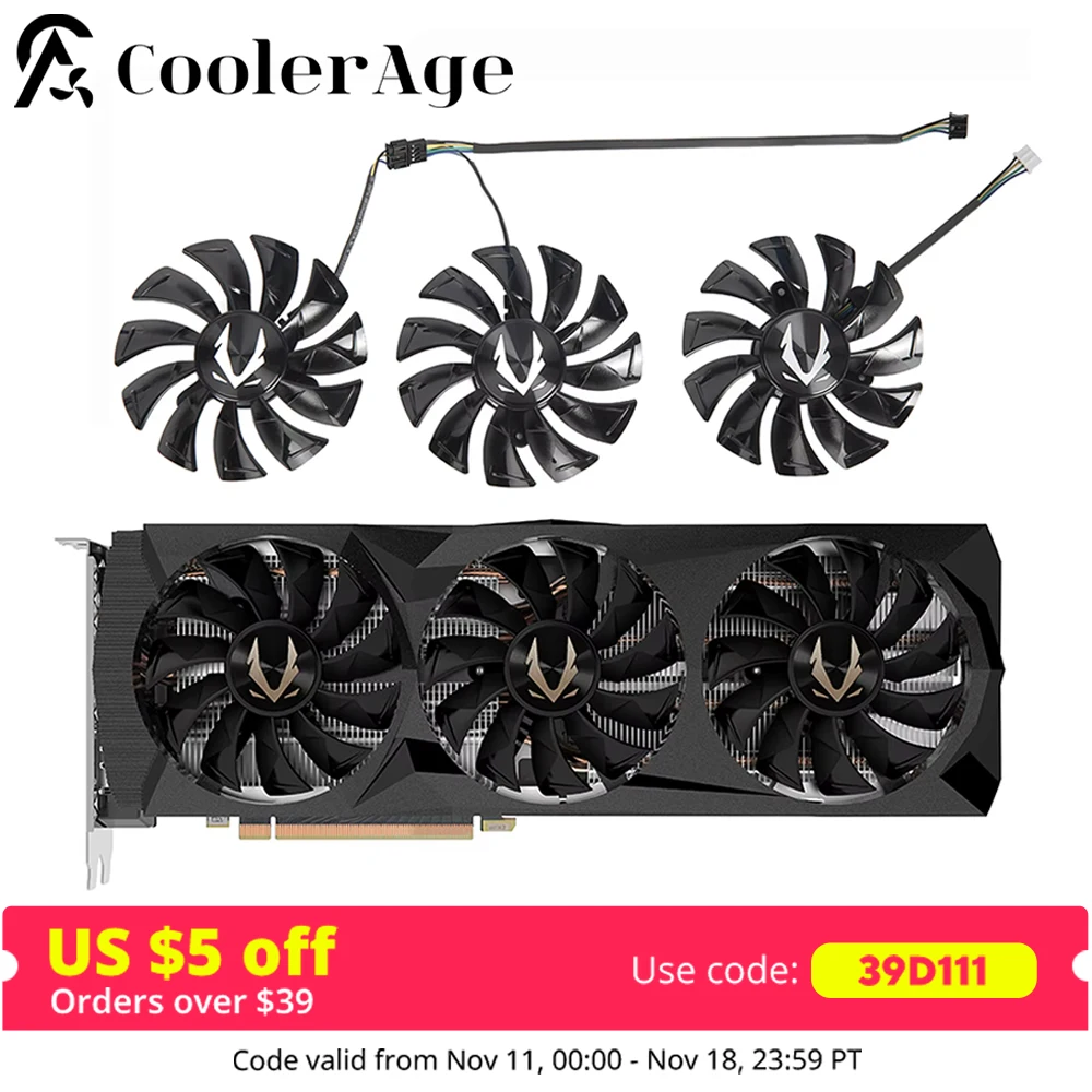 Video Card Fan For ZOTAC GAMING GeForce RTX 2070 Core Amp Extreme RTX 2080 2080Ti AMP Graphics Card Replacement Cooling Fan