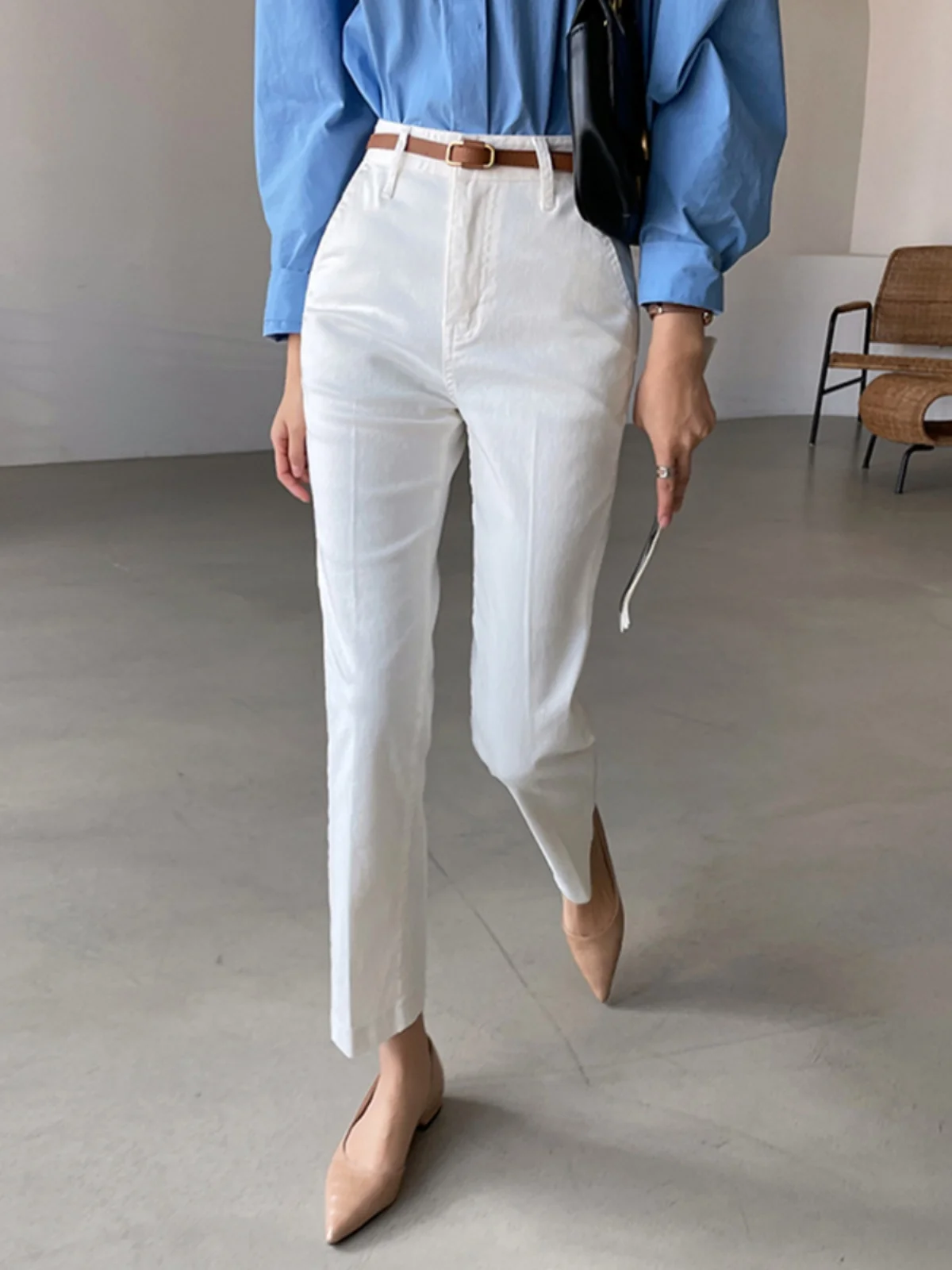 

High Waist Straight Leg Jeans Women's Design Sensation Ins Trendy Casual Loose Fit Commute Slimming Nine Tube Pants