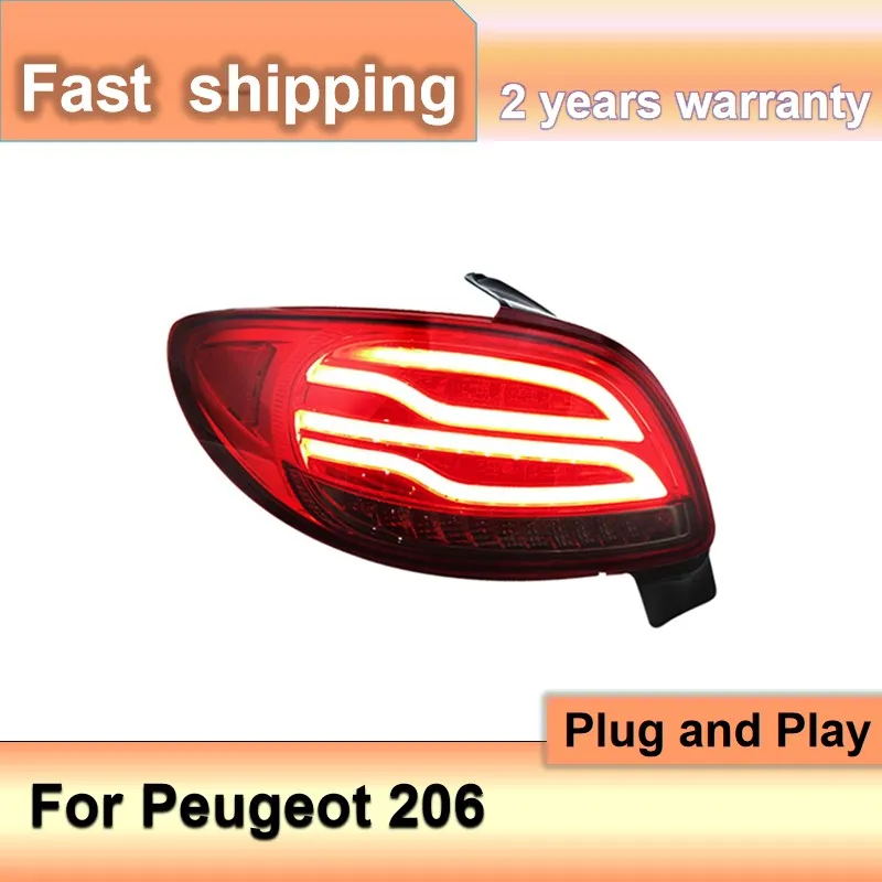 Car Accessories for Peugeot Tail Light 206cc 207 Tail Lamp Peugeot 206 Taillight  DRL Dynamic Turn Signal Brake Light