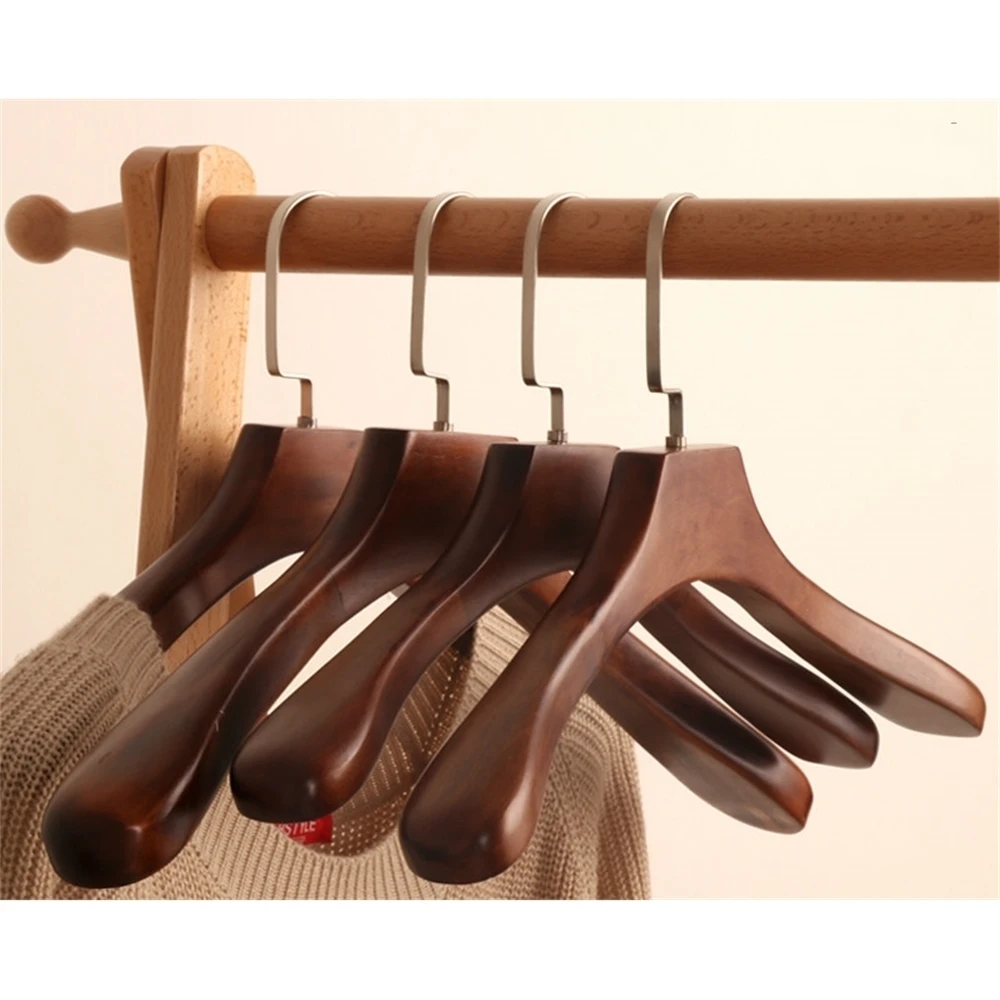 

Suit Hangers Solid Wood Wide Shoulders Retro Wooden Skirts Hangers Non-slip Hangers Men And Women Garment Hook Coats Hangers