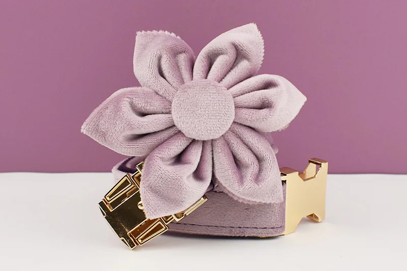 Deep Purple Velvet Powder Samt-Hundehalsband und Leinen-Set für individuell gravierte Namensschilder, Heimtierbedarf, Hundeleine, Samt 06 – Detail 8