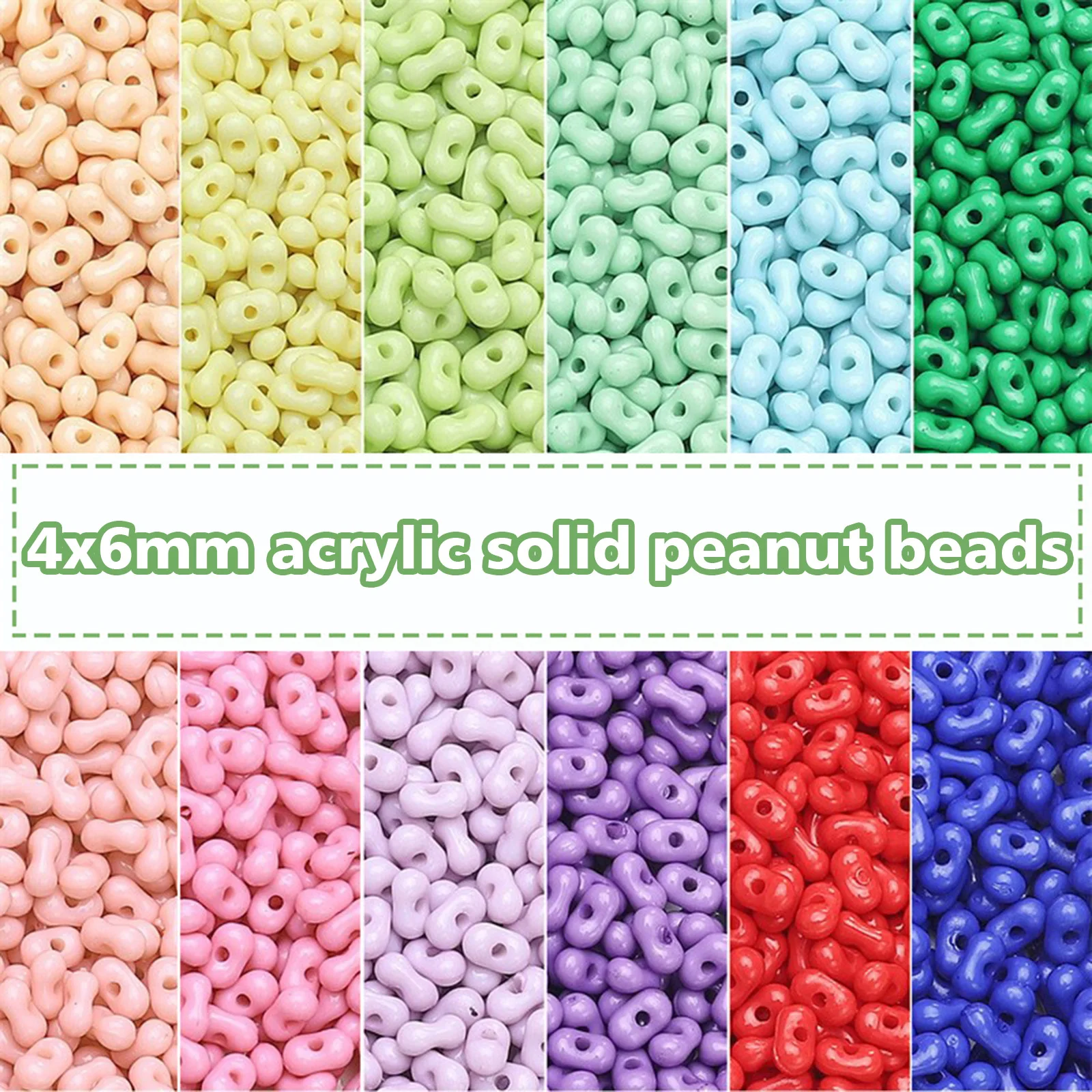 

New Acrylic Farfalle Seed Beads Peanut Multicolor Opaque Spacer Beads DIY Necklace Bracelet About 6mmx4mm,10Grams(Approx 200pcs)