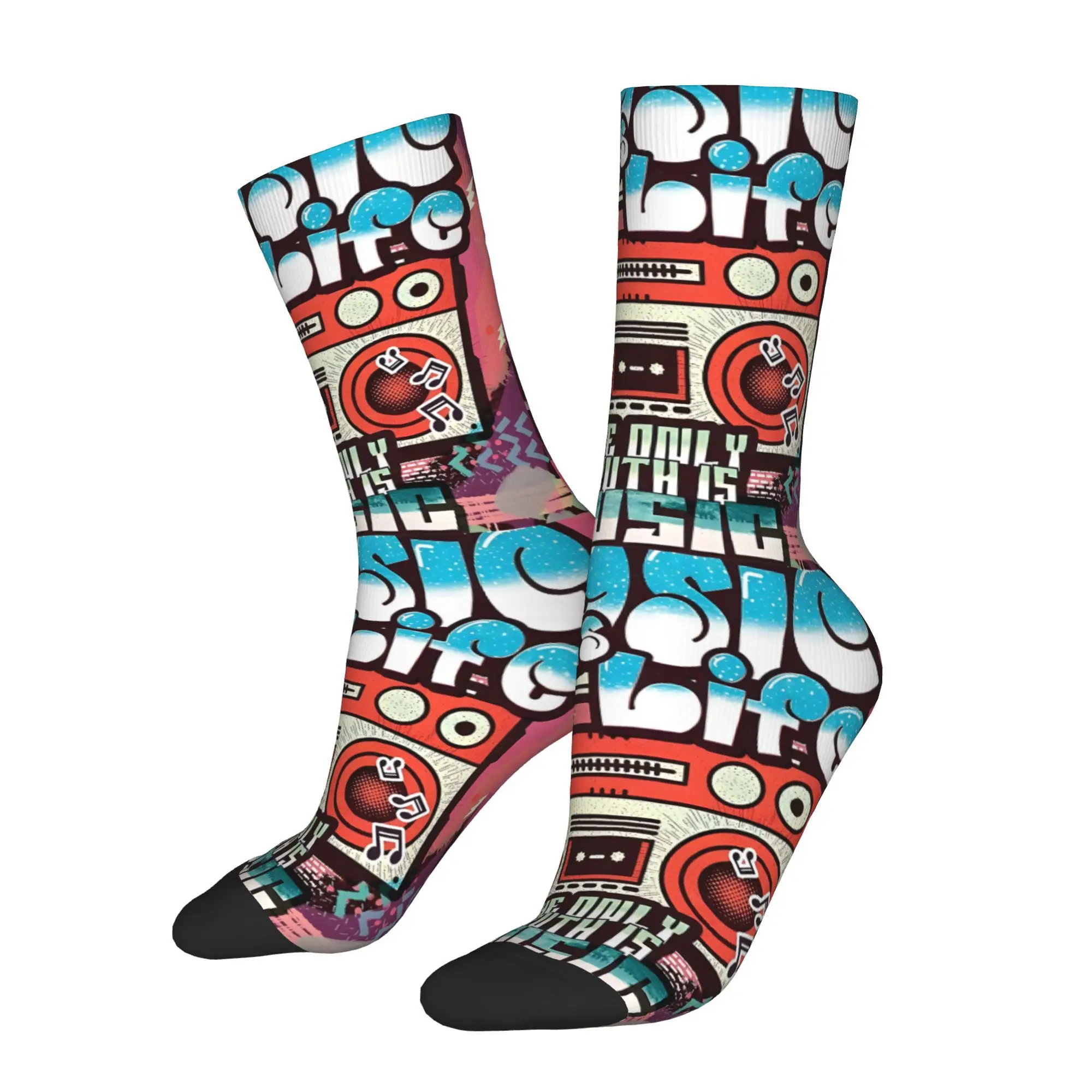 

Music Is My Life 3D Print Men Unisex Cycling Windproof Outdoor Hip Hop Running Hiking Warm Mid-calf Sock